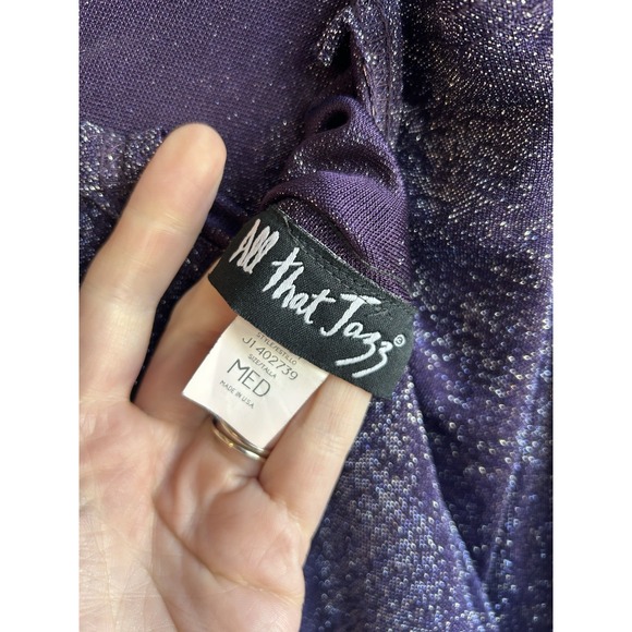 Vintage Y2K All That Jazz Maxi Formal Dress M Purple Glitter Butterfly Prom Slip - Picture 10 of 12